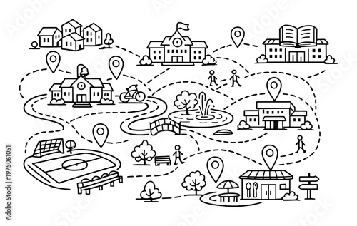 Community map showing school, park and local amenities