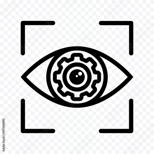 Eye scanning and recognition with gear for identification of biometric verification technology.