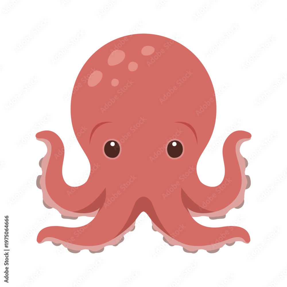 Fototapeta premium Pink Octopus Illustration Vector Template Design