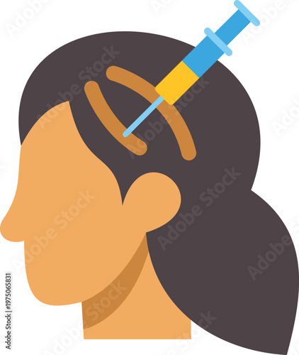 Woman getting scalp injection from syringe for hair regrowth and alopecia treatment