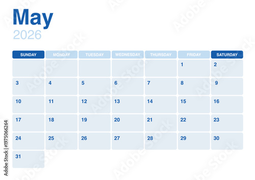 May calendar template. May calendar