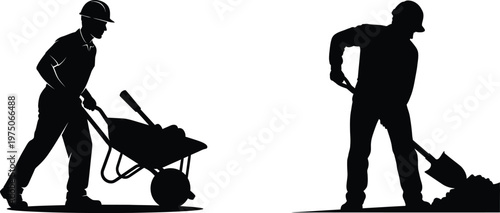 Silhouetted gardeners a black and white depiction of labor and horticulture