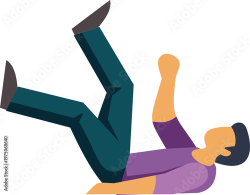 Man falling onto the ground, representing accident, failure, and danger