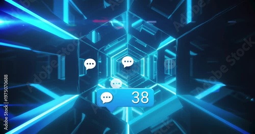 Animation of text with globe and network of connections