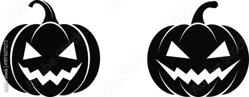 Spooky halloween pumpkin icons with carved scary faces isolated on transparent background festive seasonal vector set for.