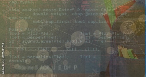 Animation of data processing over school bag
