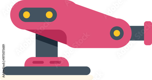 Drawing a robotic arm with an orbital sander attachment in flat simple cartoon style