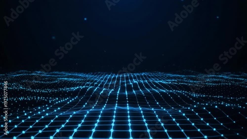 Neural Dots, AI Digital Network Connections, Deep Learning Machine, Polygon Tech Background. Glowing Data  Grid Animation