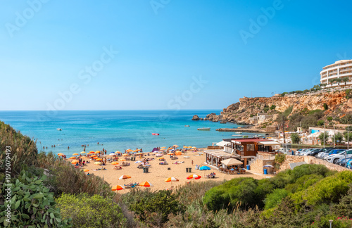 Sandy beach Golden Bay on north west island of Malta