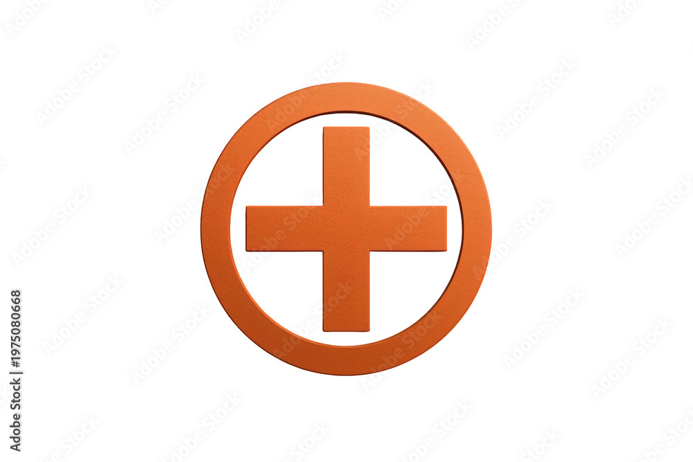 Obraz premium Orange medical cross symbol in a circle representing health, first aid, care, pharmacy, and hospital services