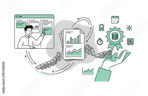 Business strategy and risk management with domino effect and financial success
