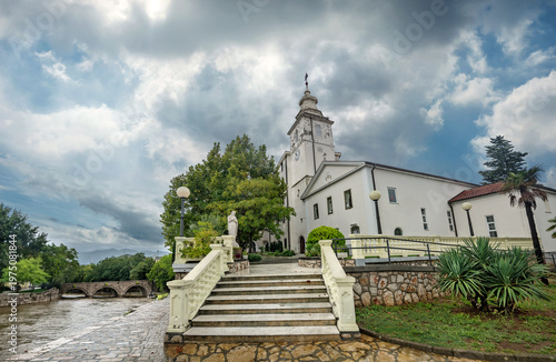 View of church of Assumption of Blessed Virgin Mary near canal in Crikvenica. Kvarner, Croatia