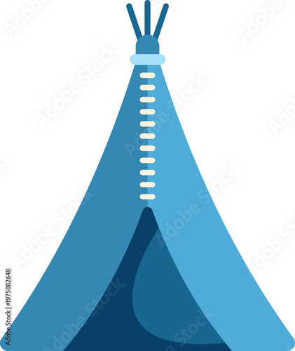 Blue stylized teepee representing a traditional native american shelter