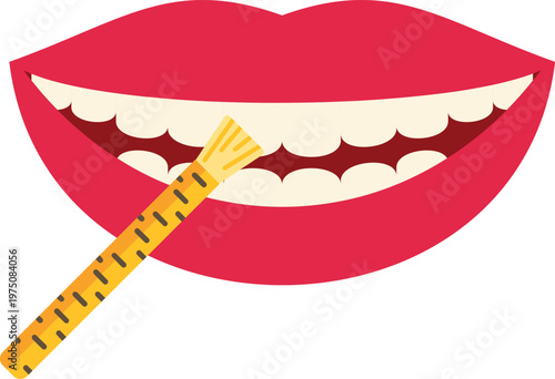 Mouth with red lips showing miswak for essential oral hygiene
