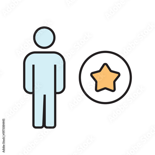 icon. star icon. put a star on a product or service. vector. on a white background. black lines with a colored background. quality rating. set of icons.