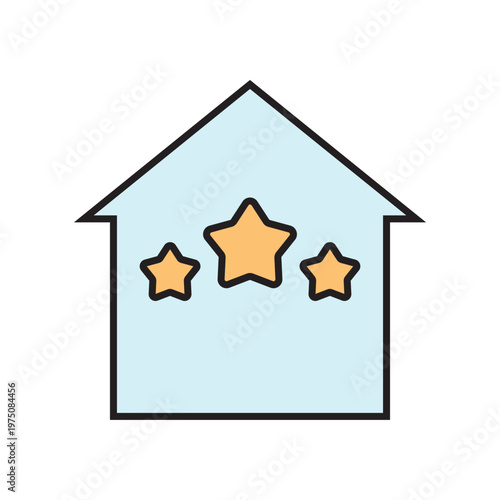 icon. star icon. put a star on a product or service. vector. on a white background. black lines with a colored background. quality rating. set of icons.