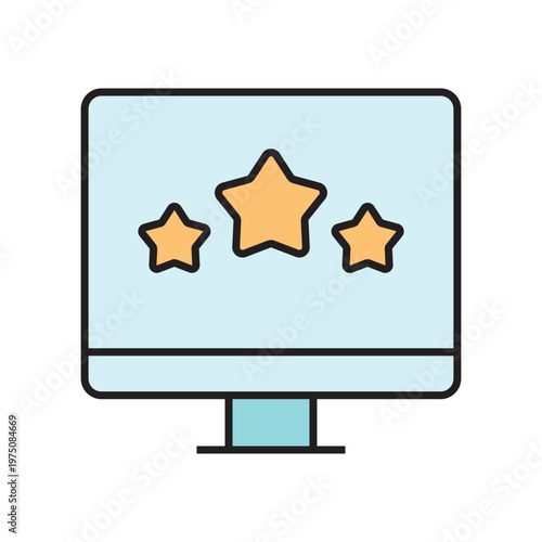 icon. star icon. put a star on a product or service. vector. on a white background. black lines with a colored background. quality rating. set of icons.