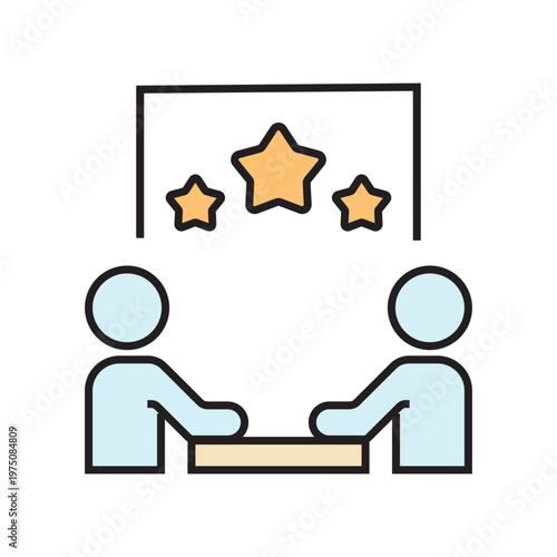icon. star icon. put a star on a product or service. vector. on a white background. black lines with a colored background. quality rating. set of icons.