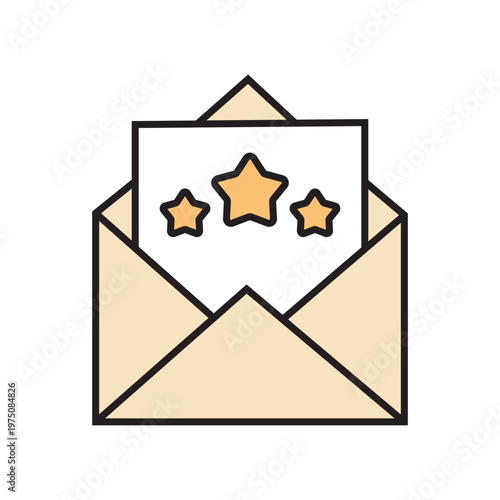 icon. star icon. put a star on a product or service. vector. on a white background. black lines with a colored background. quality rating. set of icons.