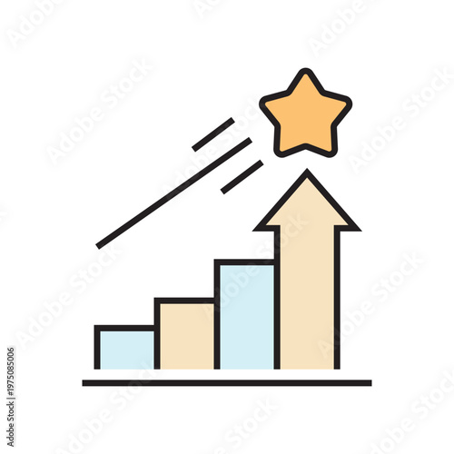 icon. star icon. put a star on a product or service. vector. on a white background. black lines with a colored background. quality rating. set of icons.