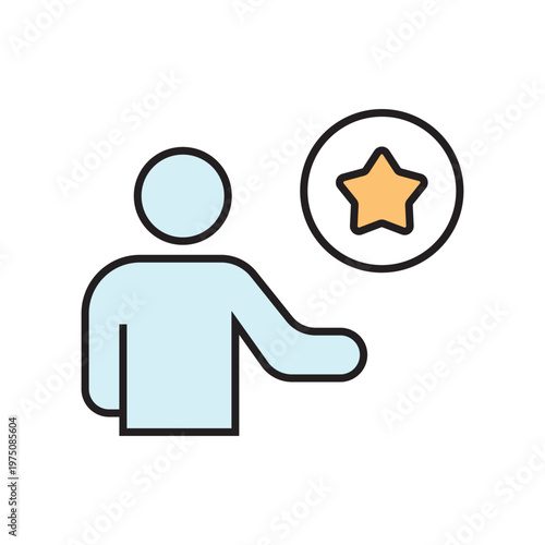 icon. star icon. put a star on a product or service. vector. on a white background. black lines with a colored background. quality rating. set of icons.