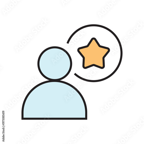 icon. star icon. put a star on a product or service. vector. on a white background. black lines with a colored background. quality rating. set of icons.