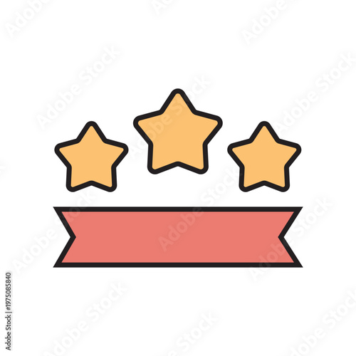icon. star icon. put a star on a product or service. vector. on a white background. black lines with a colored background. quality rating. set of icons.