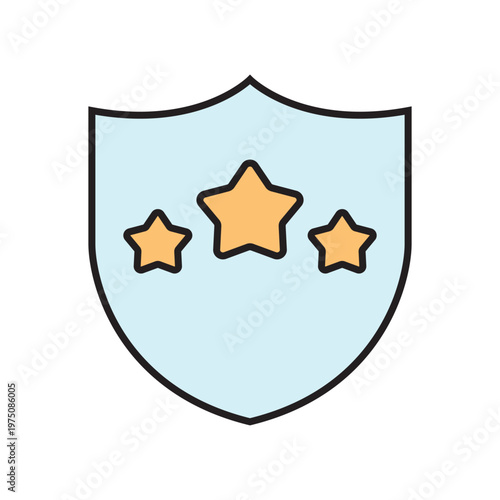 icon. star icon. put a star on a product or service. vector. on a white background. black lines with a colored background. quality rating. set of icons.