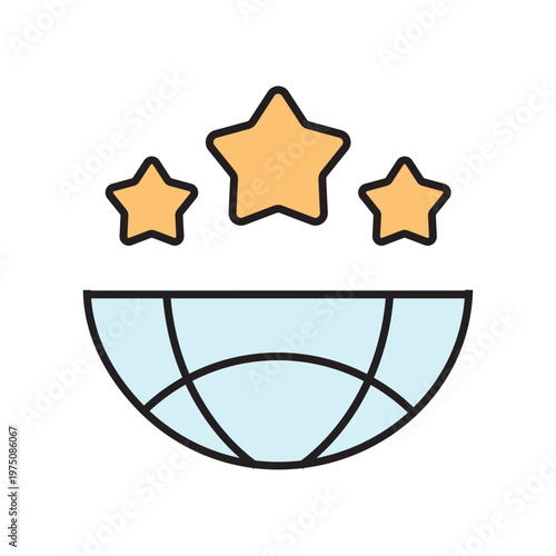 icon. star icon. put a star on a product or service. vector. on a white background. black lines with a colored background. quality rating. set of icons.