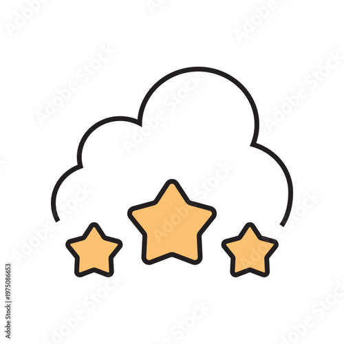 icon. star icon. put a star on a product or service. vector. on a white background. black lines with a colored background. quality rating. set of icons.