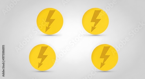 Free Download Four yellow circular buttons, each with a downward-pointing lightning bolt graphic - GFXLoad
