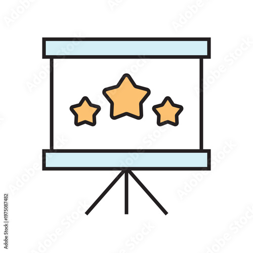 icon. star icon. put a star on a product or service. vector. on a white background. black lines with a colored background. quality rating. set of icons.