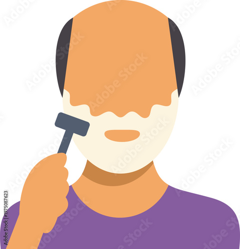 Man grooming facial hair, applying shaving foam and using a razor