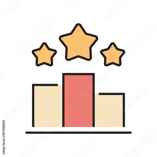icon. star icon. put a star on a product or service. vector. on a white background. black lines with a colored background. quality rating. set of icons.
