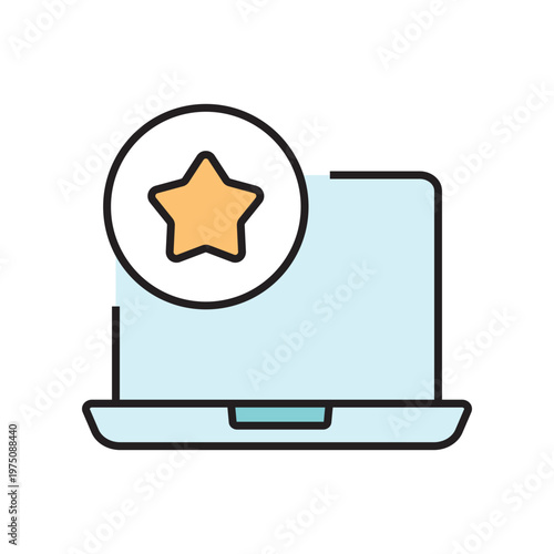 icon. star icon. put a star on a product or service. vector. on a white background. black lines with a colored background. quality rating. set of icons.