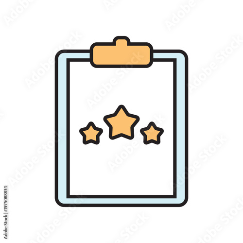 icon. star icon. put a star on a product or service. vector. on a white background. black lines with a colored background. quality rating. set of icons.