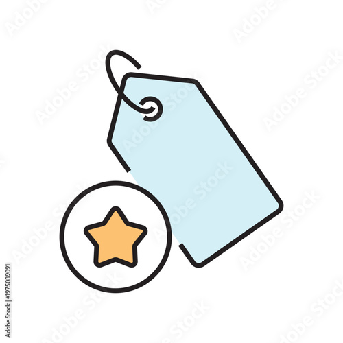 icon. star icon. put a star on a product or service. vector. on a white background. black lines with a colored background. quality rating. set of icons.