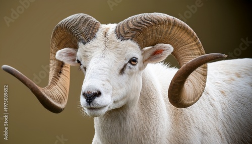 Detailed Illustration Of A White Ram With Large Horns On Transparent Background
