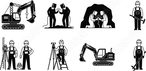 Black silhouette of a horse grazing in a field with white highlights on transparent background.