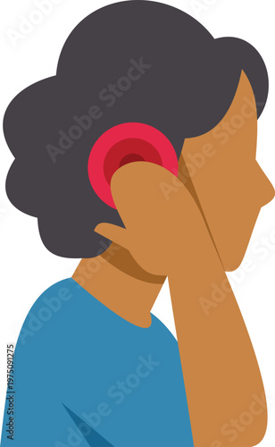Person experiencing earache and discomfort, symbolizing hearing problems or infection