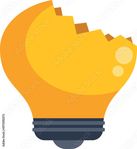 Broken lightbulb indicating a loss of ideas, creative block, or a failed concept