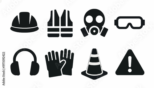 Workers wear safety gear including helmets and gloves on site with cones