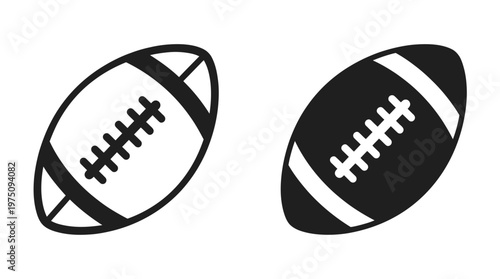 Two american footballs in black and white a simple illustration of a popular sports item