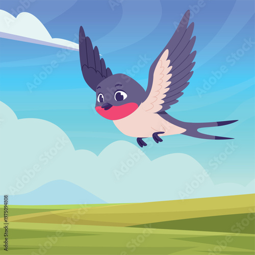 Swallow. flying freedom cartoon bird outdoor