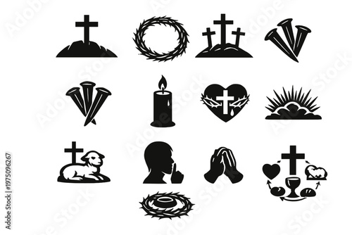 Fill crucifix cross image simple vector generation icons lamb symbol icon prayer