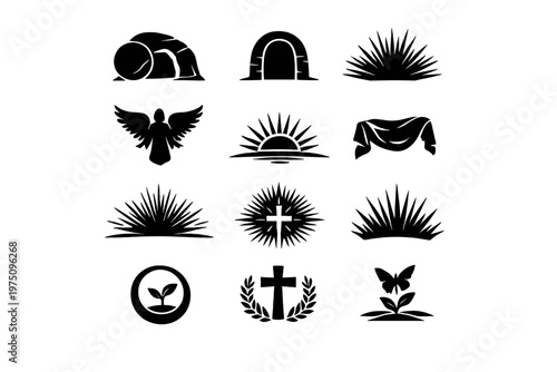 Vector life generation rays light horizon entrance tomb awakening image icon sunrise