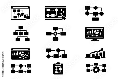 Vector visual workflow icons structure simple generation diagram image tools no icon
