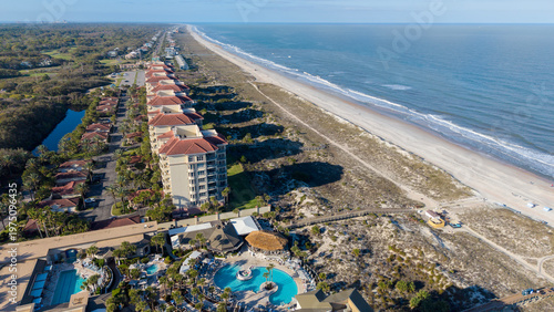 Tableau sur toile Aerial shot of a gorgeous landscape at the beach in Amelia Island Florida USA