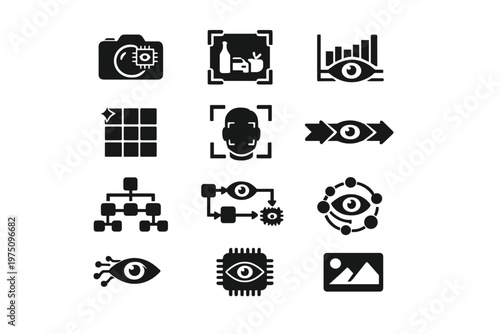 Detection chart vision ai vector fill simple generation image icon set structure