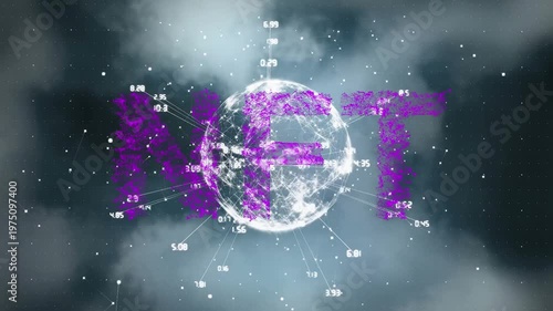 Animation of nft, globe with connections and smoke